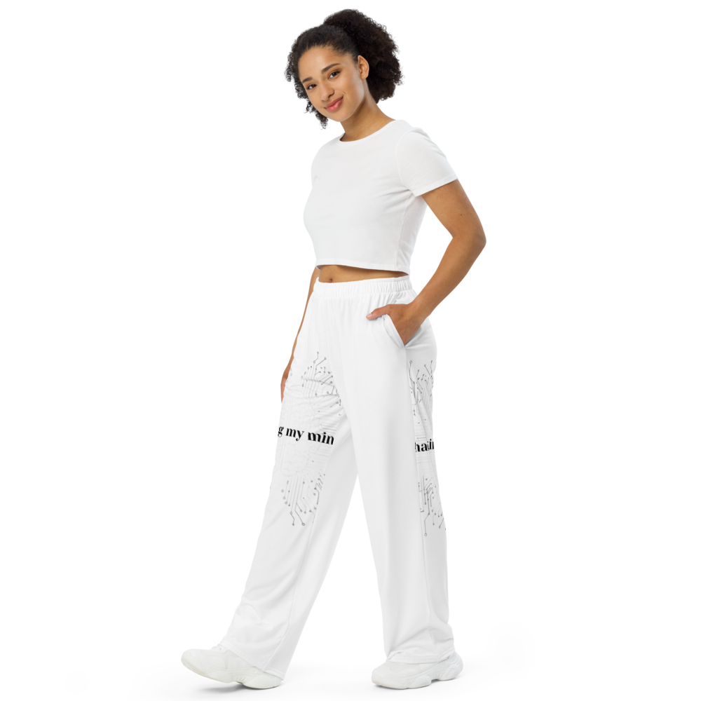 Aesthetic "Hacking My Mind" Unisex Wide-Leg Pants