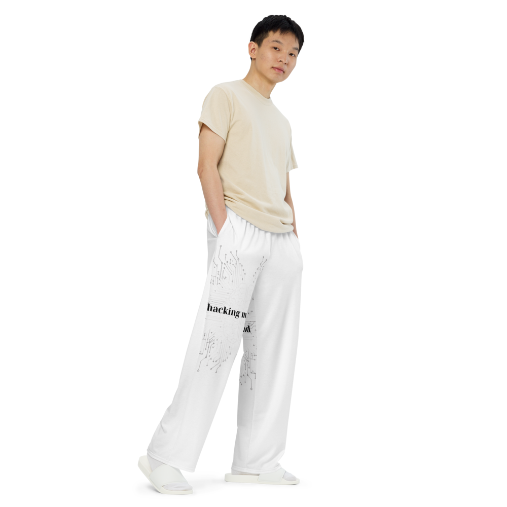 Aesthetic "Hacking My Mind" Unisex Wide-Leg Pants
